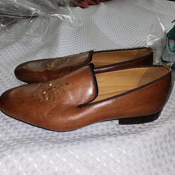 LANGUAGE EUC MENS SIZE 41 US 9.5 SHAAN 100% LEATHER LOAFERS SLIPON SHOES - Picture 2 of 10